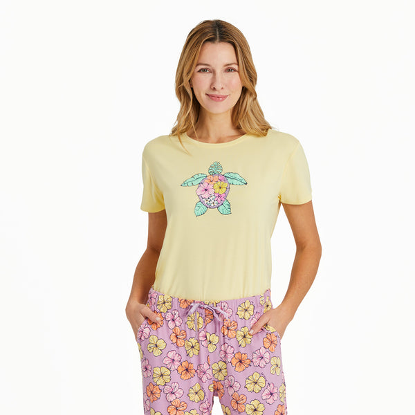 life is good Women's Painted Hibiscus Turtle Lightweight Sleep Tee