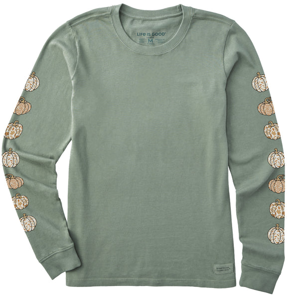 life is good Women's Pattern Pumpkins Long Sleeve Crusher Tee