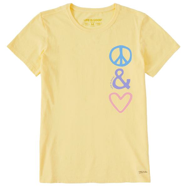 Life Is Good Women's Peace And Love Sketch Short Sleeve Crusher Tee