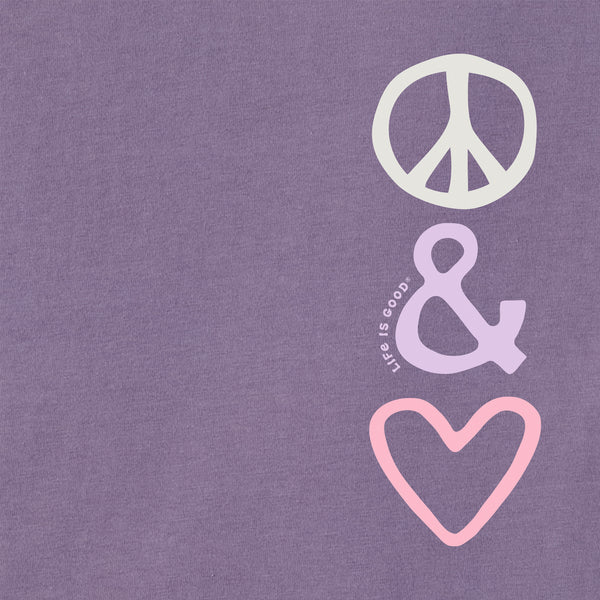 Life Is Good Women's Peace And Love Sketch Short Sleeve Crusher Boxy Tee