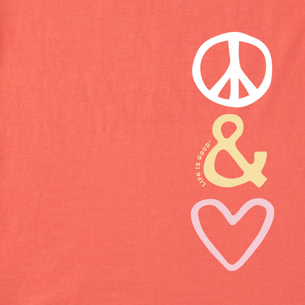 Life Is Good Women's Peace And Love Sketch Short Sleeve Crusher Boxy Tee
