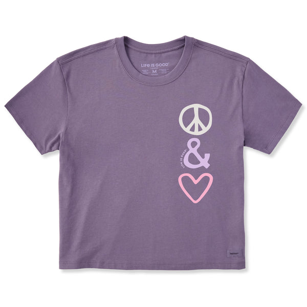 life is good Women's Peace and Love Sketch Short Sleeve Crusher Boxy Tee
