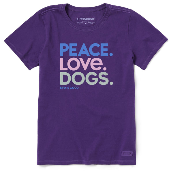 Life Is Good Women's Peace Love Dogs Short Sleeve Crusher Tee