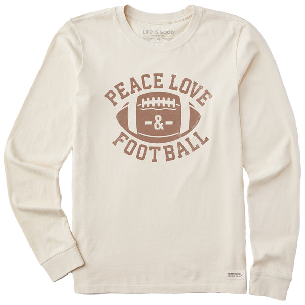 Life Is Good Women's Peace Love Football Long Sleeve Crusher Tee