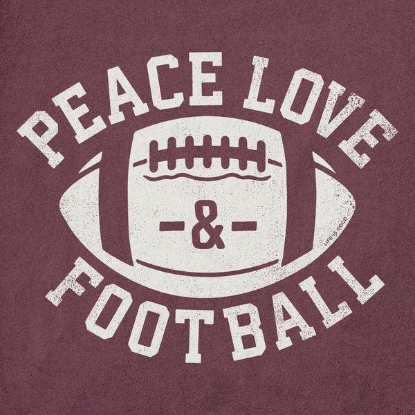 Life Is Good Women's Peace Love Football Short Sleeve Tee