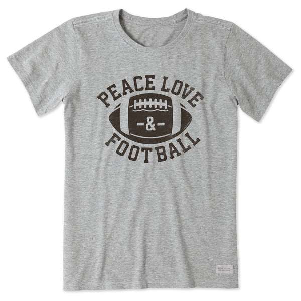 Life Is Good Women's Peace Love Football Short Sleeve Tee
