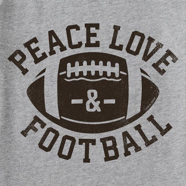 Life Is Good Women's Peace Love Football Short Sleeve Tee