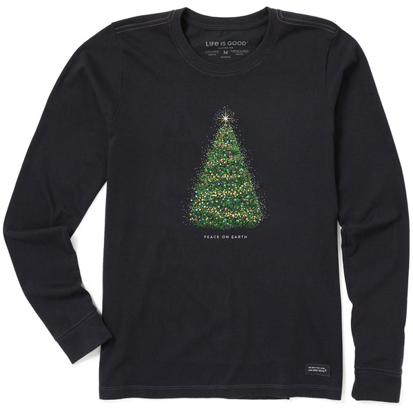 life is good Women's Peace on Earth Tree Long Sleeve Crusher Tee