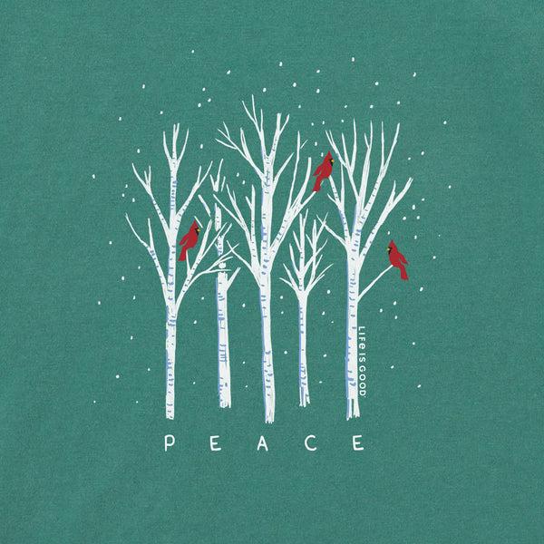 Life Is Good Women's Peaceful Cardinal Forest Long Sleeve Snuggle Up Relaxed Sleep Tee