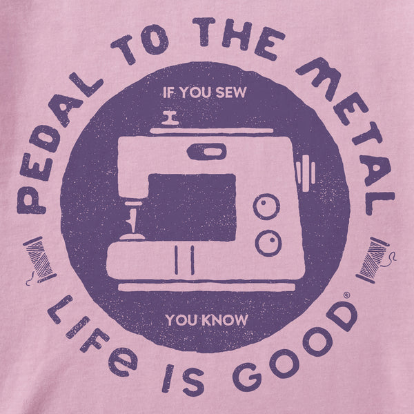 Life Is Good Women's Pedal To The Metal Sewing Short Sleeve Crusher Boxy Tee