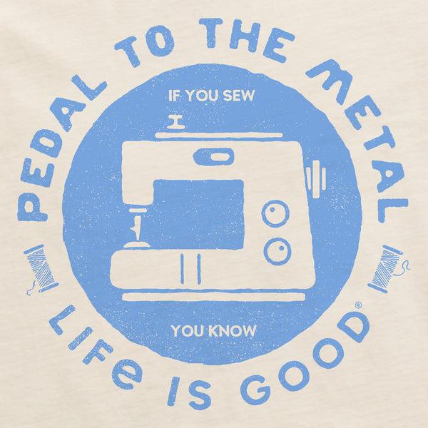 Life Is Good Women's Pedal To The Metal Sewing Short Sleeve Crusher Boxy Tee