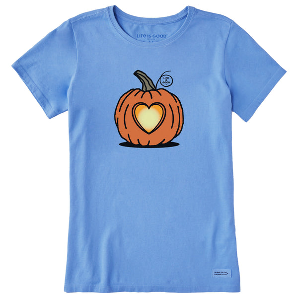 life is good Women's Pumpkin Glowing Heart Short Sleeve Tee