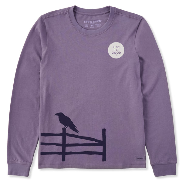 life is good Women's Raven on a Fence Long Sleeve Crusher Tee