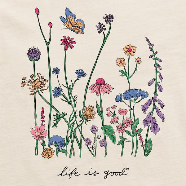Life Is Good Women's Realaxed Wildflowers Long Sleeve Crusher Tee