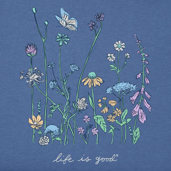 Life Is Good Women's Realaxed Wildflowers Long Sleeve Crusher Tee