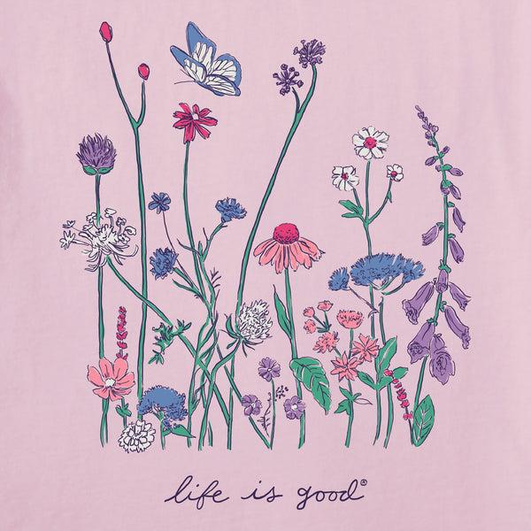 Life Is Good Women's Realaxed Wildflowers Short Sleeve Crusher Vee