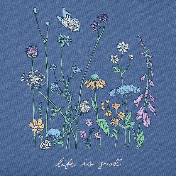 Life Is Good Women's Realaxed Wildflowers Short Sleeve Crusher Vee