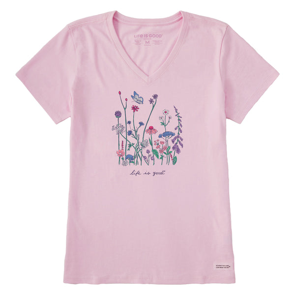 life is good Women's Realaxed Wildflowers Short Sleeve Crusher Vee