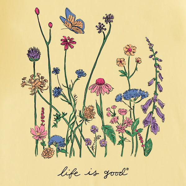 Life Is Good Women's Realaxed Wildflowers Short Sleeve Tee