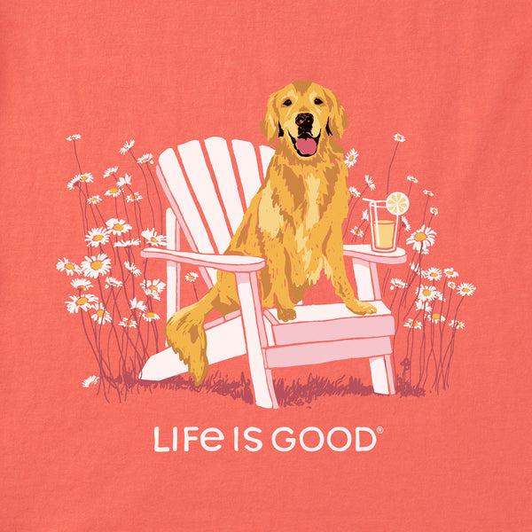 Life Is Good Women's Realisn't Golden Retriever Adirondack Long Sleeve Crusher-LITE Hooded Tee