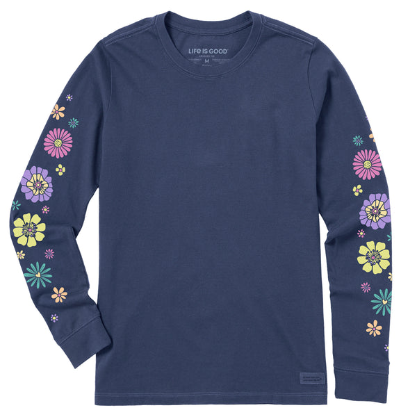 Life Is Good Women's Retro Flowers Long Sleeve Crusher Tee