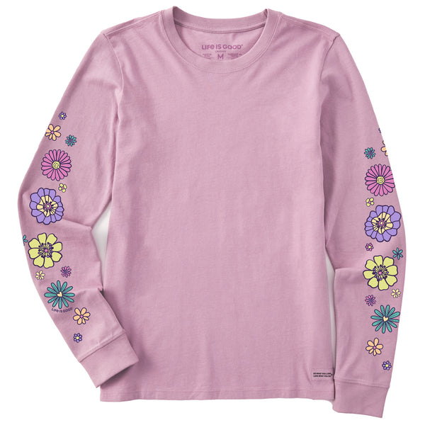 life is good Women's Retro Flowers Long Sleeve Crusher Tee