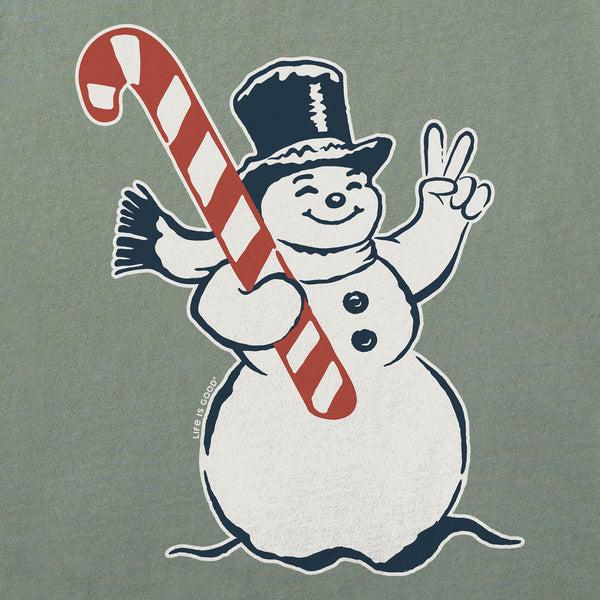 Life Is Good Women's Retro Peace Snowman Long Sleeve Crusher Tee
