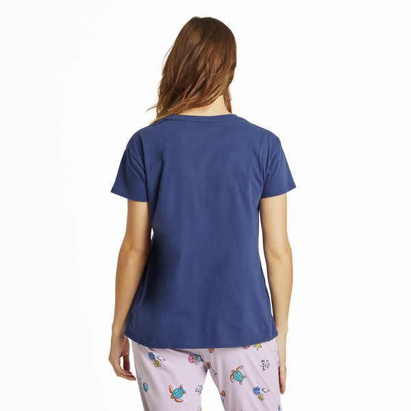 Life Is Good Women's Sea Turtle Snuggle Up Relaxed Sleep Vee