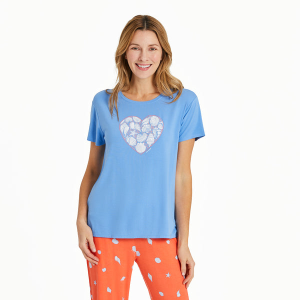 life is good Women's Shell Heart Lightweight Sleep Tee