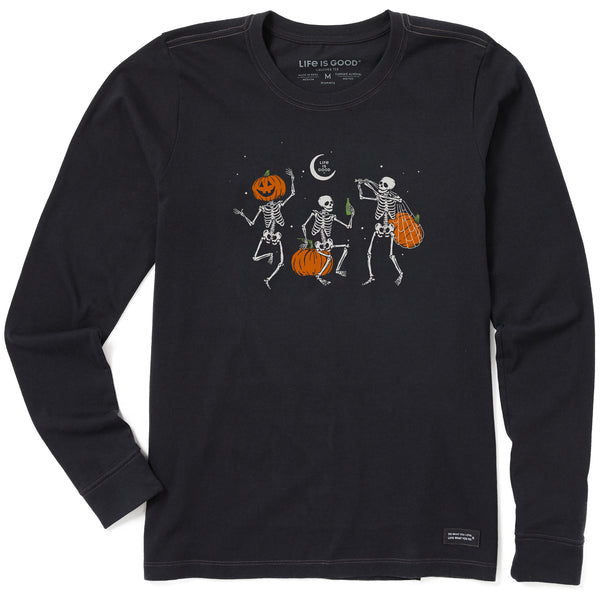 life is good Women's Skeleton Pumpkins Long Sleeve Crusher Tee