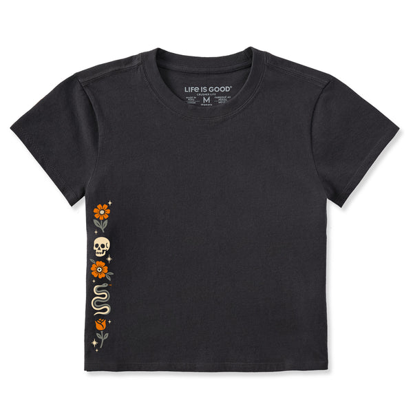 life is good Women's Skull u0026 Snake Flowers Crusher-LITE Shrunken Tee