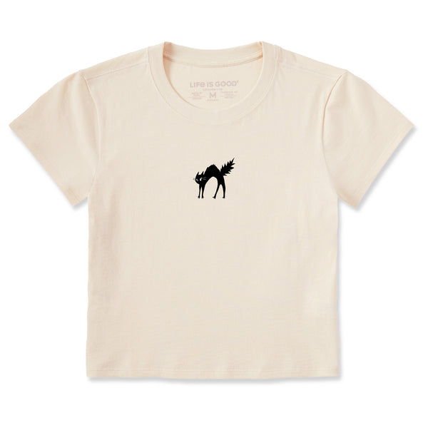 life is good Women's Small Black Cat Crusher-LITE Shrunken Tee