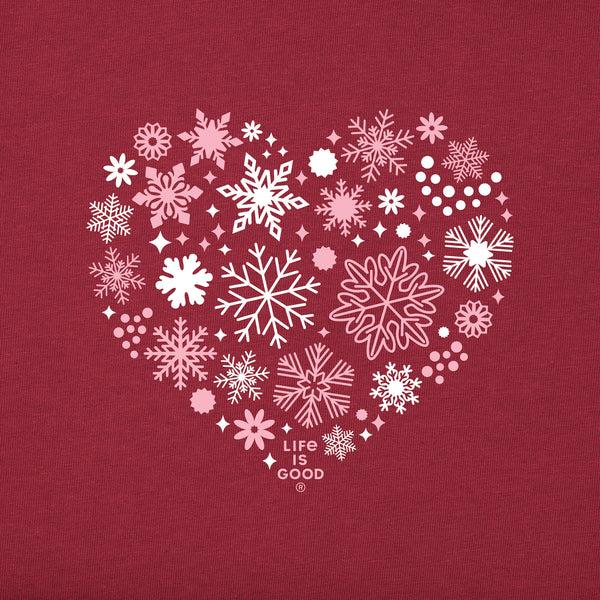 Life Is Good Women's Snowflake Heart Long Sleeve Crusher Vee
