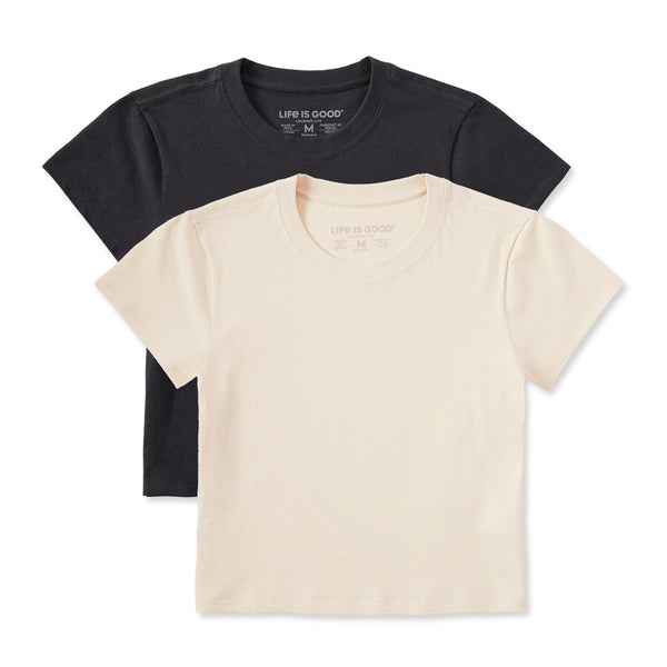 life is good Women's Solid 2-Pack Crusher-LITE Shrunken Tee - Multi 1