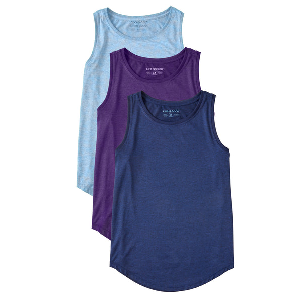 life is good Women's Solid 3-Pack Active Tank - Multi 2