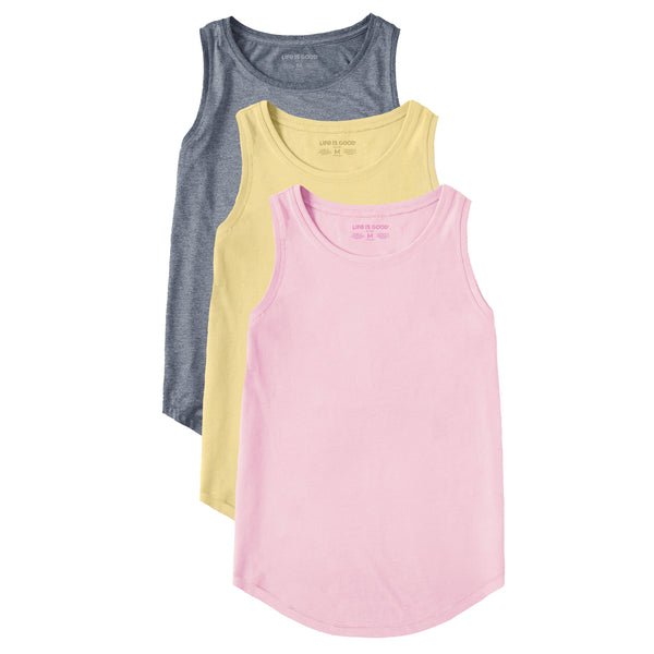 life is good Women's Solid 3-Pack Active Tank - Multi