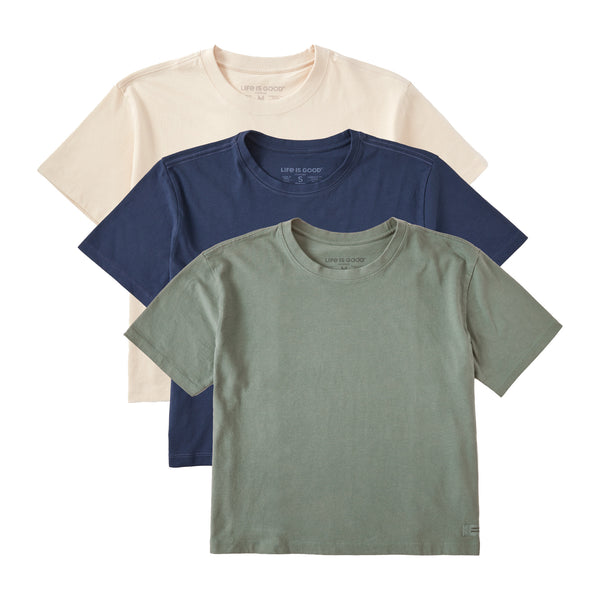 life is good Women's Solid 3-Pack Crusher Boxy - Multi