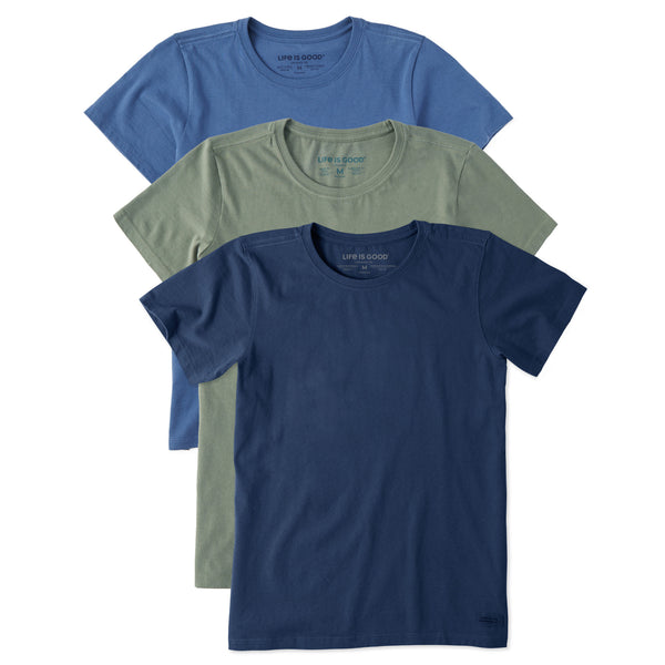 life is good Women's Solid 3- Pack Crusher Crew- Multi 1