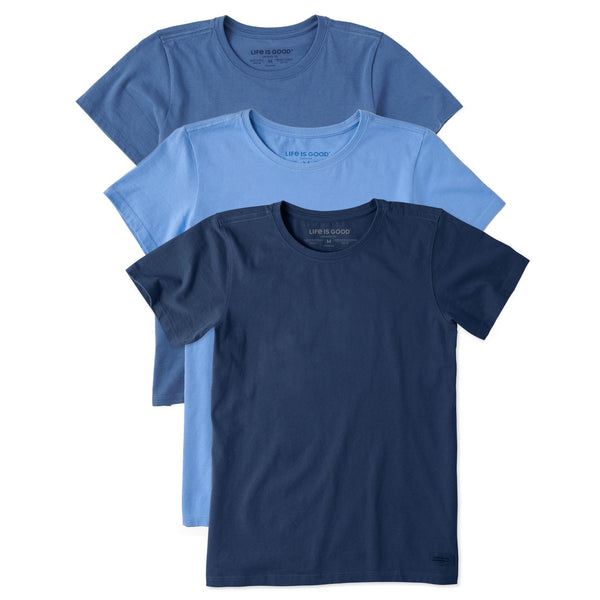 life is good Women's Solid 3- Pack Crusher Crew- Multi 2