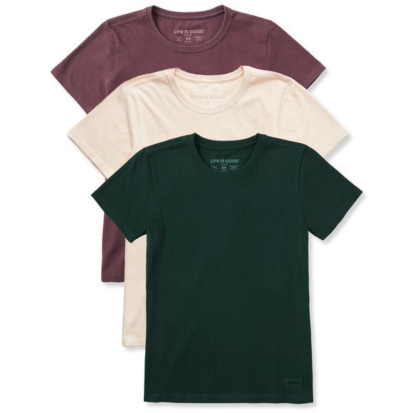 life is good Women's Solid 3-Pack Crusher Crew Multi 5