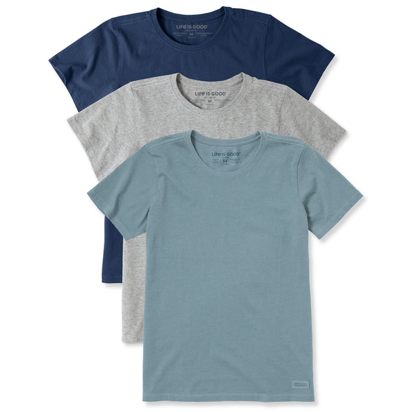 life is good Women's Solid 3-Pack Crusher Crew Multi 6