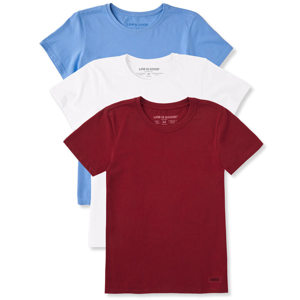life is good Women's Solid 3-Pack Crusher Crew Multi 7
