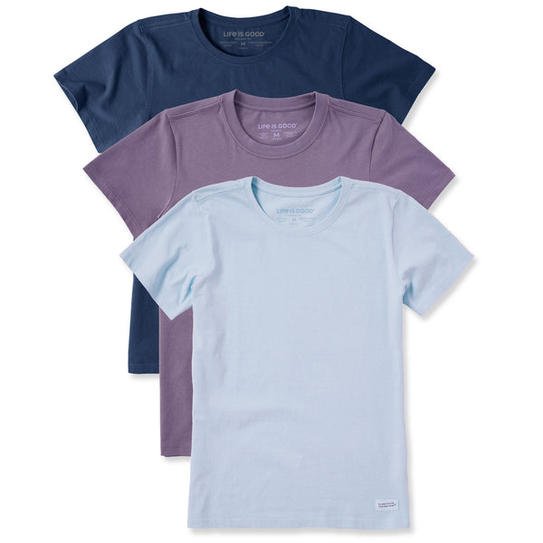 life is good Women's Solid 3-Pack Crusher Crew Multi 8