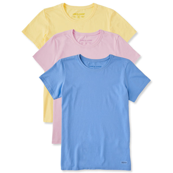 life is good Women's Solid 3-Pack Crusher-LITE Crew Multi 1