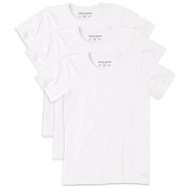 life is good Women's Solid 3- Pack Crusher -LITE Crew- White