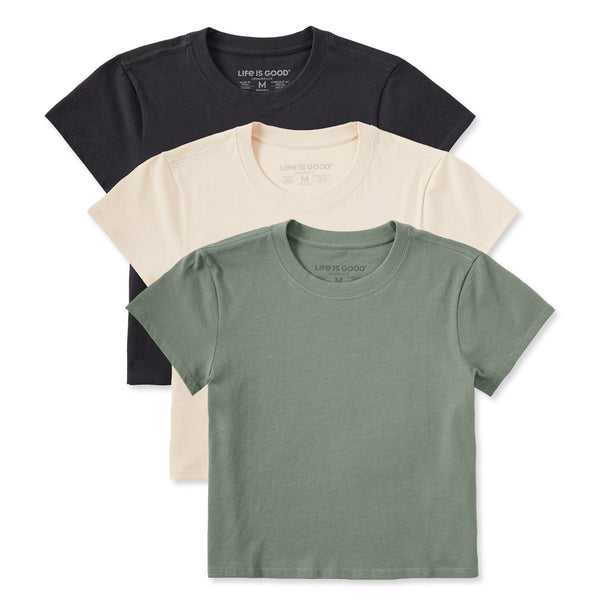 life is good Women's Solid 3-Pack Crusher-LITE Shrunken Tee - Multi 2