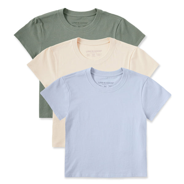 life is good Women's Solid 3-Pack Crusher-LITE Shrunken Tee - Multi 1