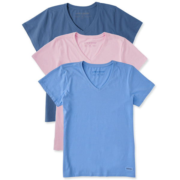 life is good Women's Solid 3-Pack Crusher-LITE Vee Multi 1