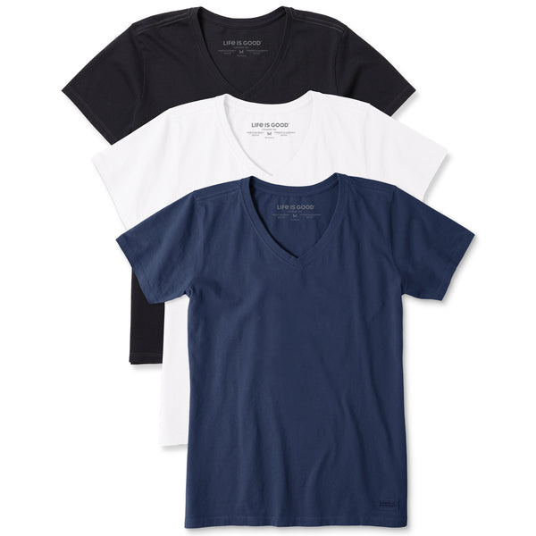 life is good Women's Solid 3-Pack Crusher-LITE Vee Multi 3