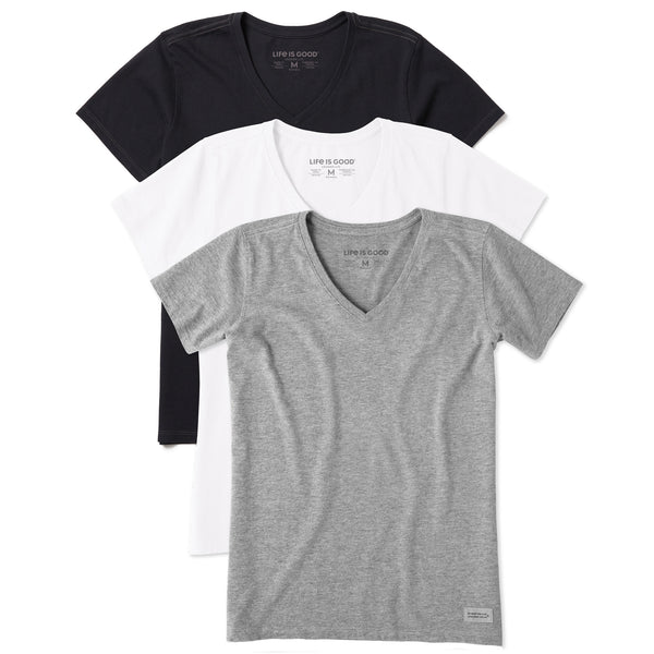 life is good Women's Solid 3-Pack Crusher LITE Vee Multi